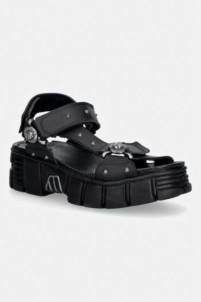New Rock platform kadın sandalet ayakkabı VEGAN NEGRO, TOWER CASCO NEGRO LATERAL