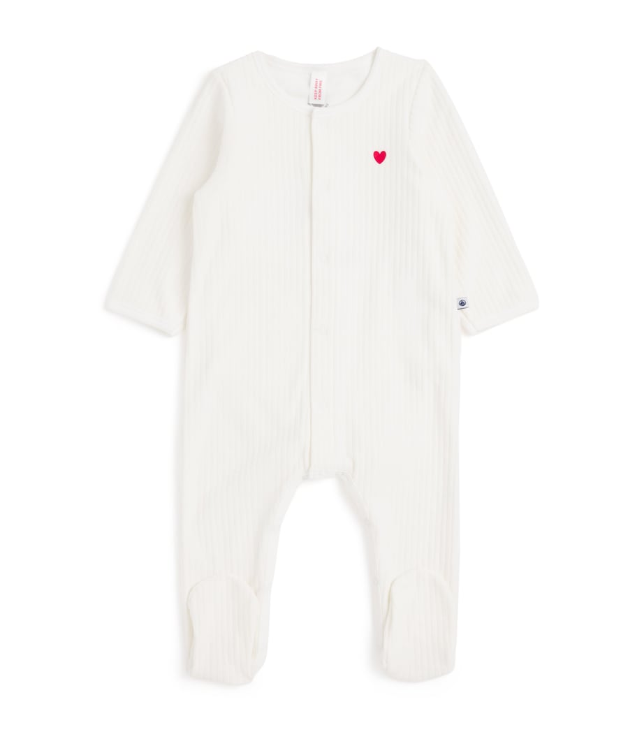 Petit Bateau Cotton Velour Heart All-In-One (1-12 Months)