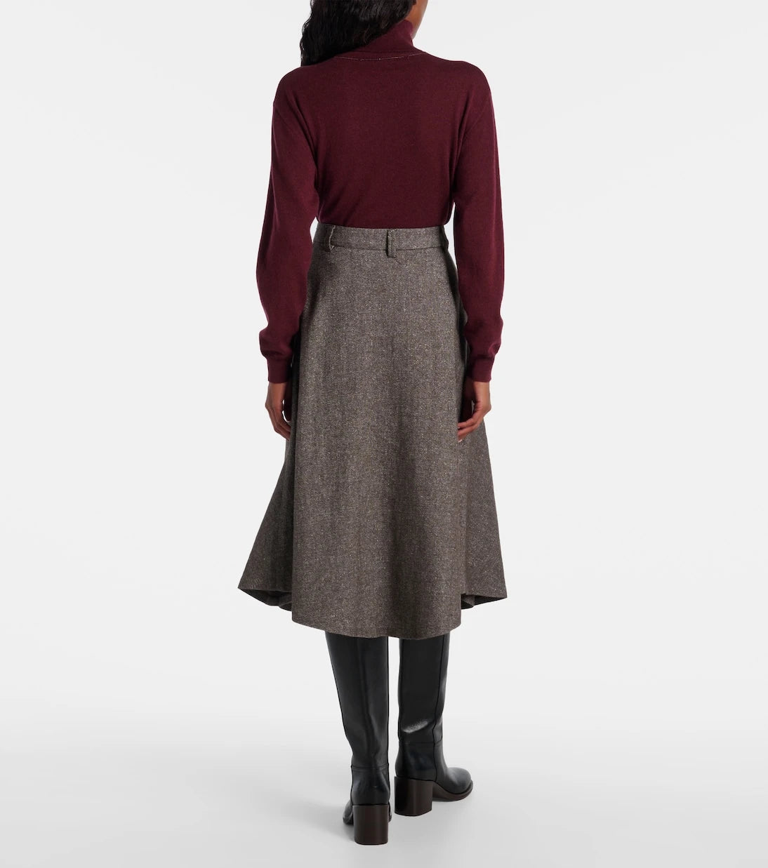 Brunello Cucinelli - Wool and linen-blend midi skirt