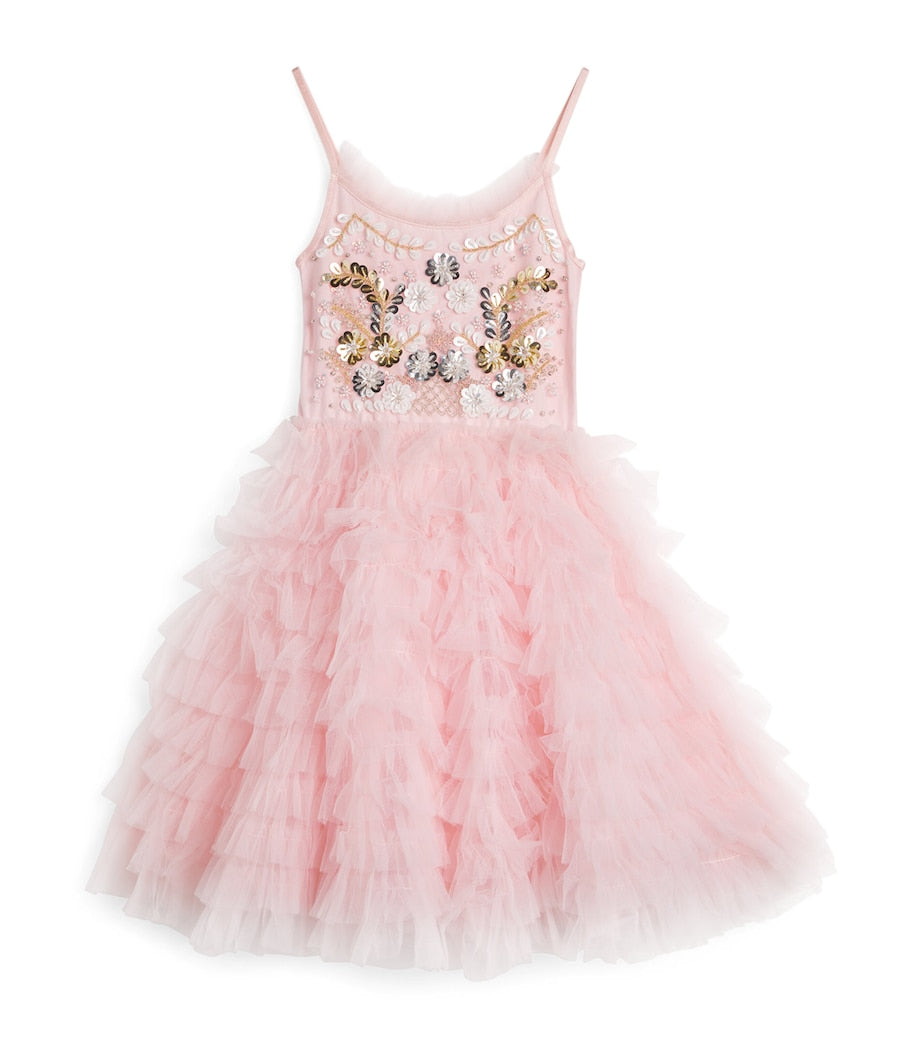 Pink Embellished Golden Daisies Dress (2-12 Years)