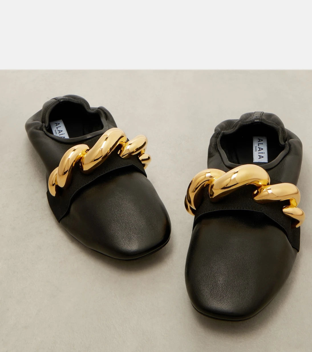 Alaïa - Jewel embellished leather ballet flats