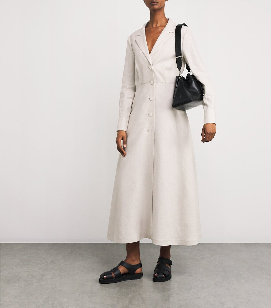 NOMADISSEM Beige Linen Surfrider Midi Shirt Dress