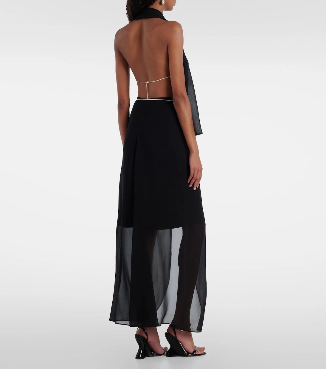 Christopher Esber - Chain-detail silk georgette wrap skirt