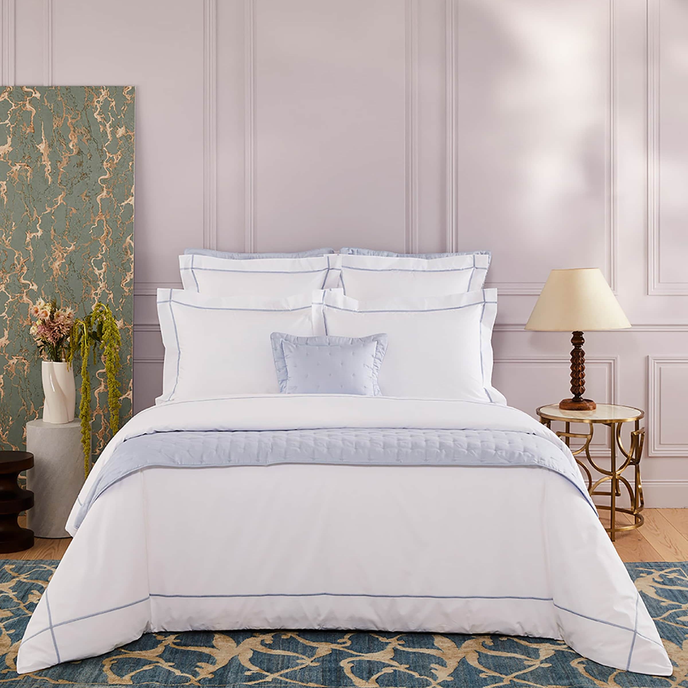 Pima Cotton Athena Celeste Super King Duvet Cover (260cm x 220cm)