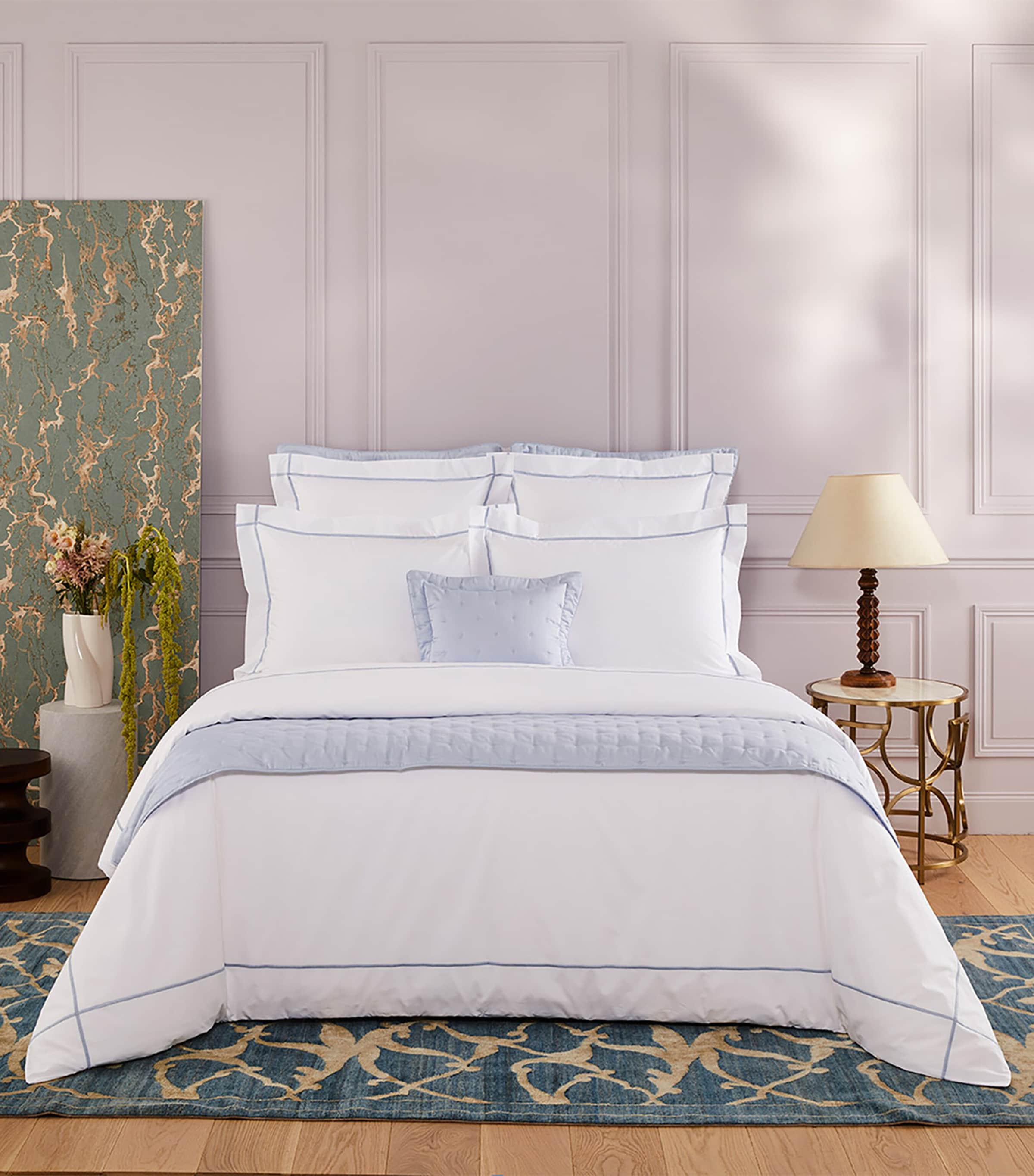 Pima Cotton Athena Celeste Super King Duvet Cover (260cm x 220cm)