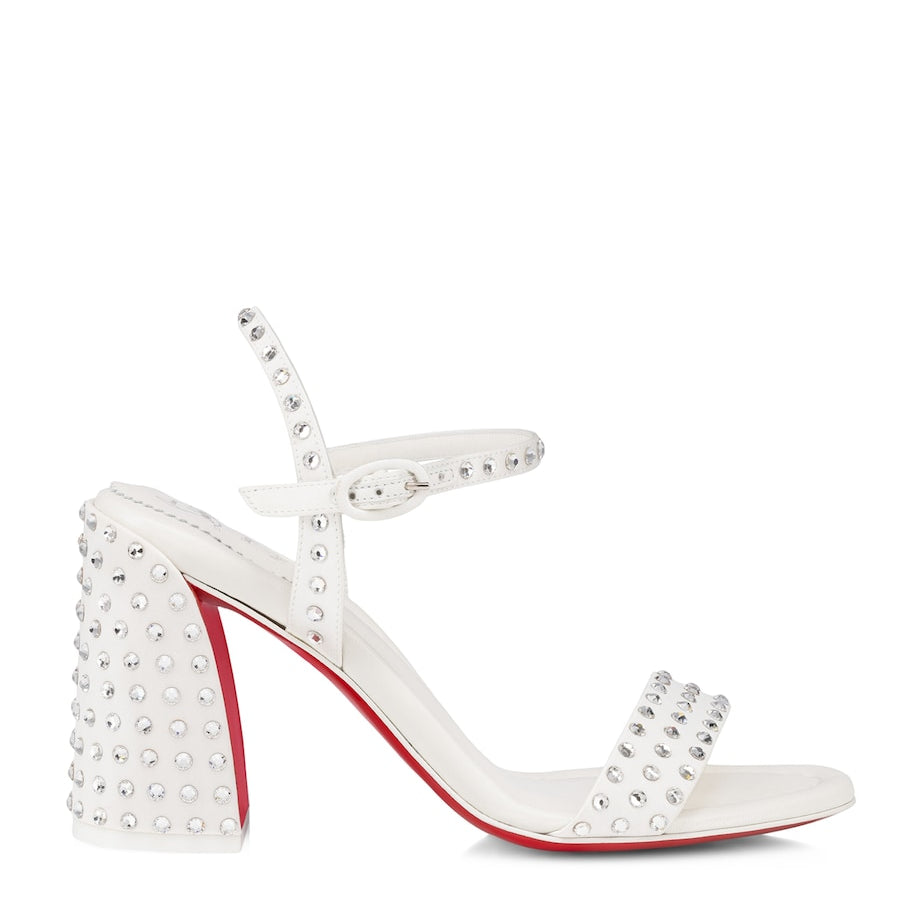 Christian Louboutin White Miss Jane Embellished Sandals 85