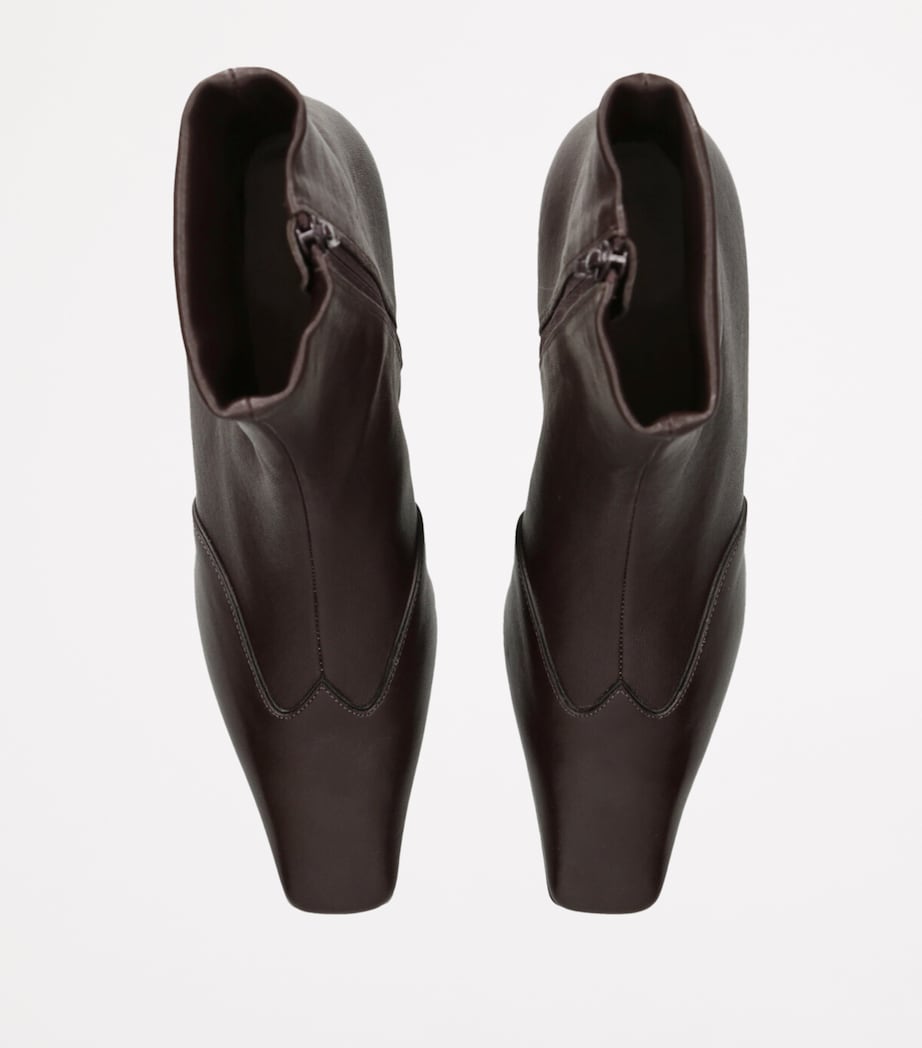 Khaite Brown Leather Nevada Ankle Boots 40