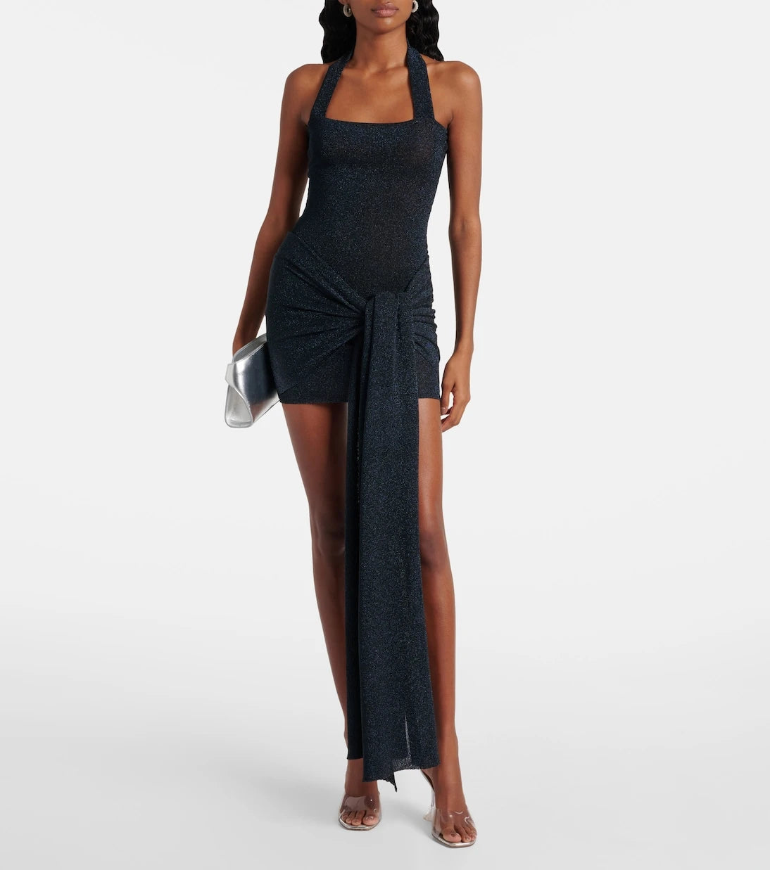 Aya Muse - Gathered lamé minidress