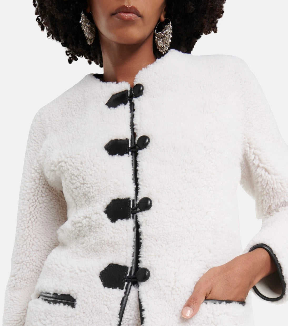 Blancha - Leather-trimmed shearling jacket