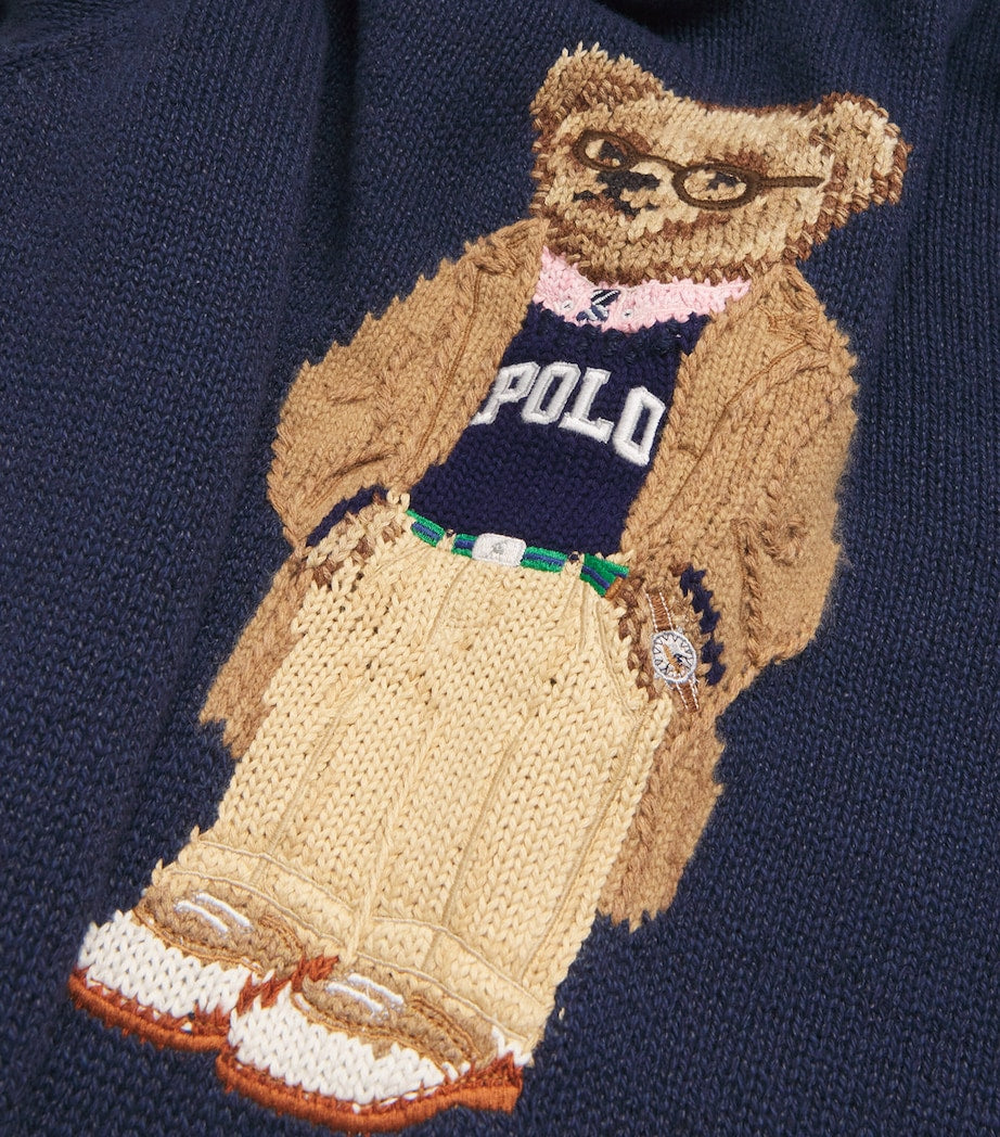 Navy Linen-Cotton Polo Bear Sweater