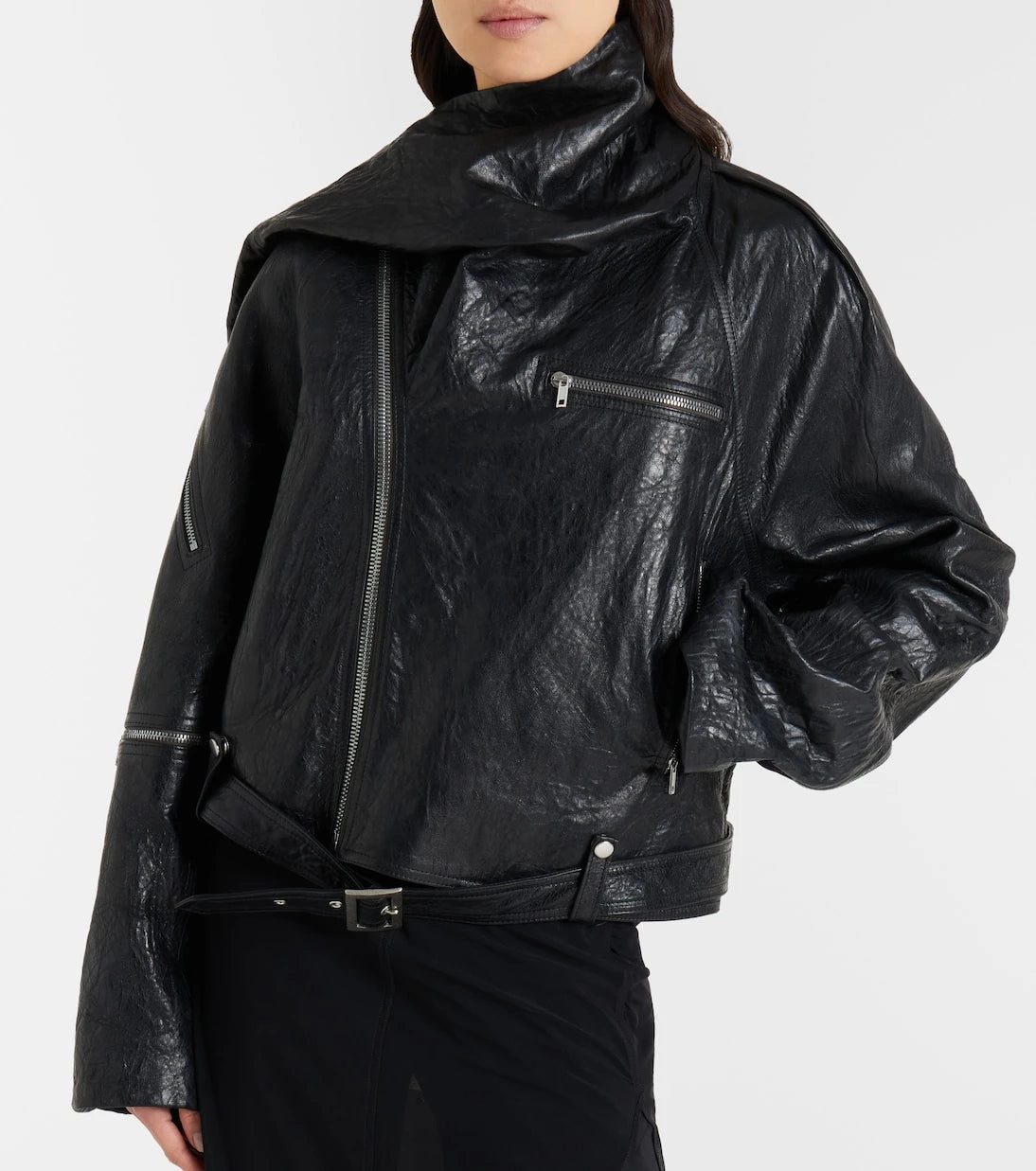 Rick Owens - Scarf Light leather biker jacket
