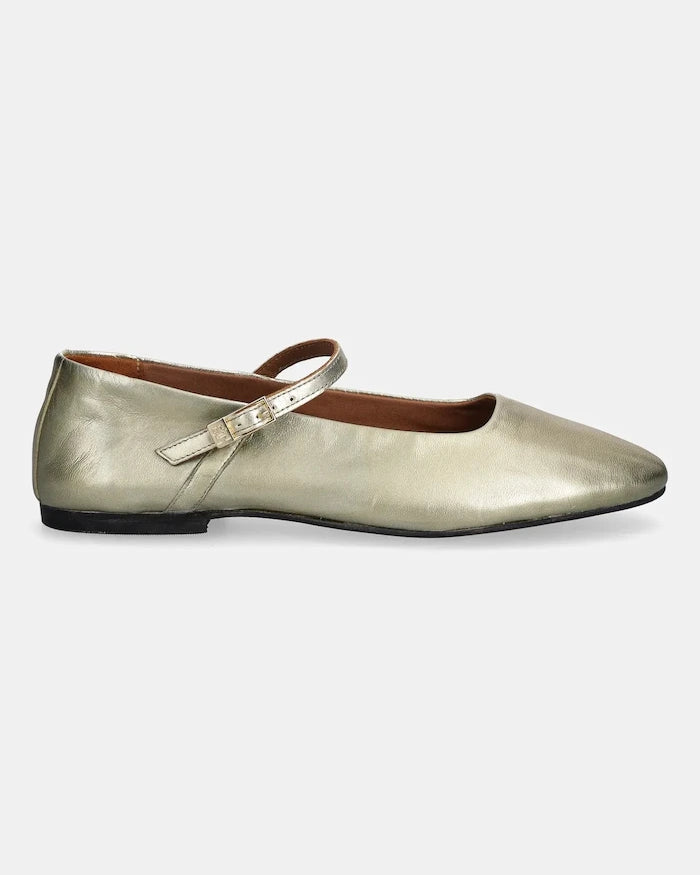 Tommy Hilfiger Deri Babetler HILFIGER GOLD BALLERINAS