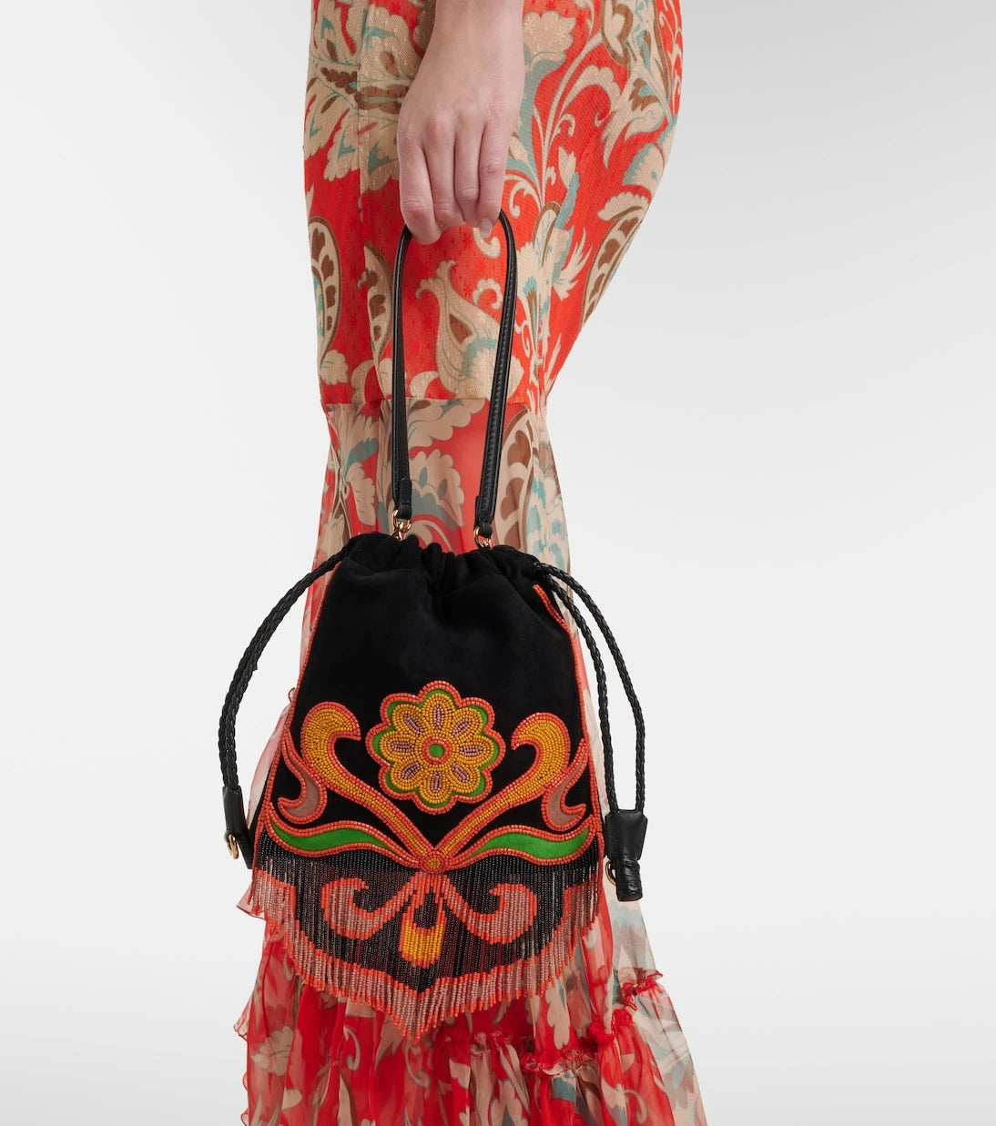 Etro - Kalispera Small beaded suede shoulder bag