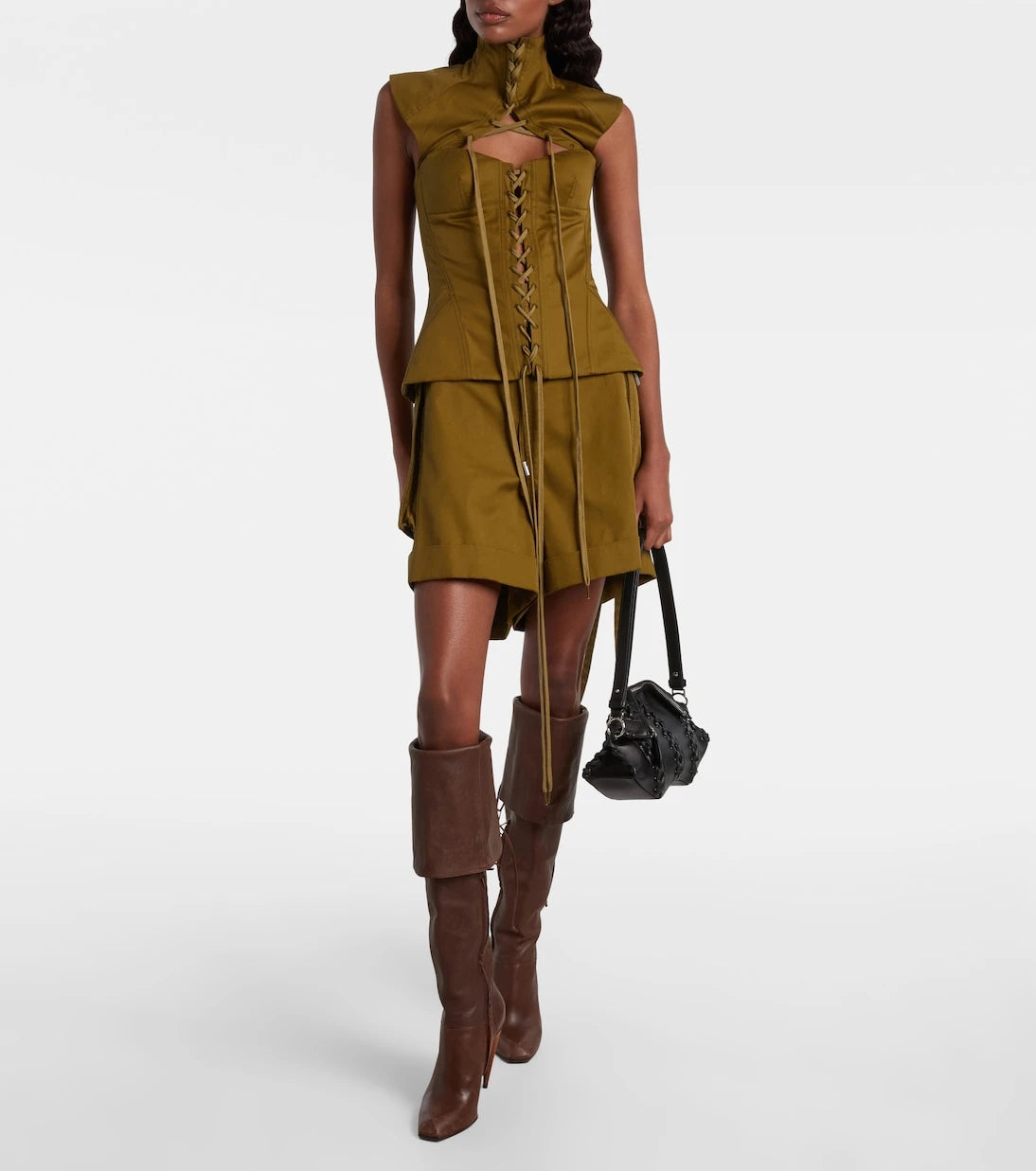McQueen - Cutout lace-up cotton corset top