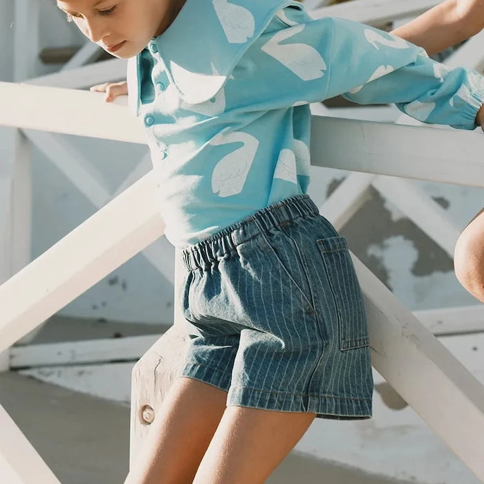 Tinycottons STRIPES DENIM SHORTS Çocuk Kot Kısa Pantolon