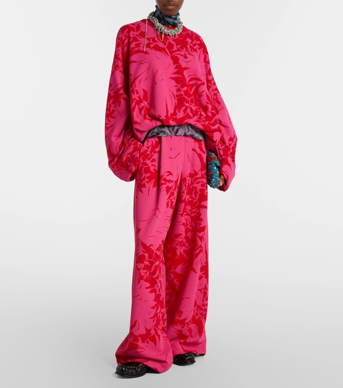 Dries Van Noten - Floral pleated cotton jersey sweatpants