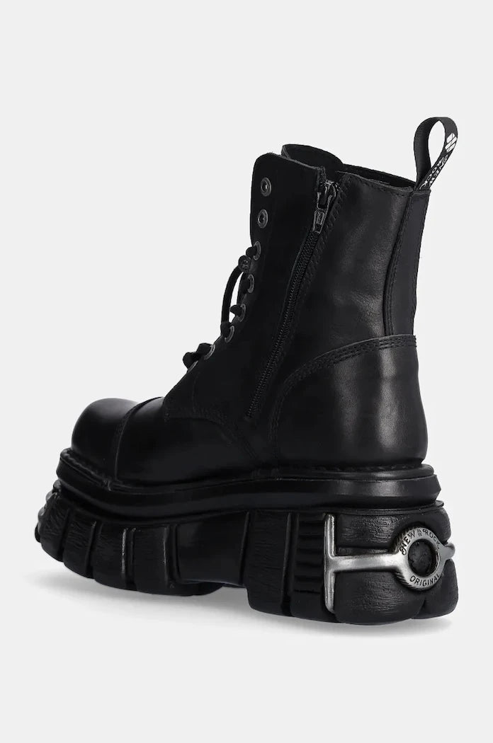 New Rock Nomada Negro + Tower Negro Acero E14 Deri Kısa Bot