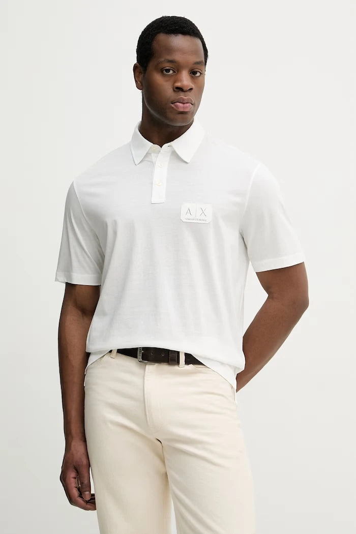 Памучна тениска с яка Armani Exchange
