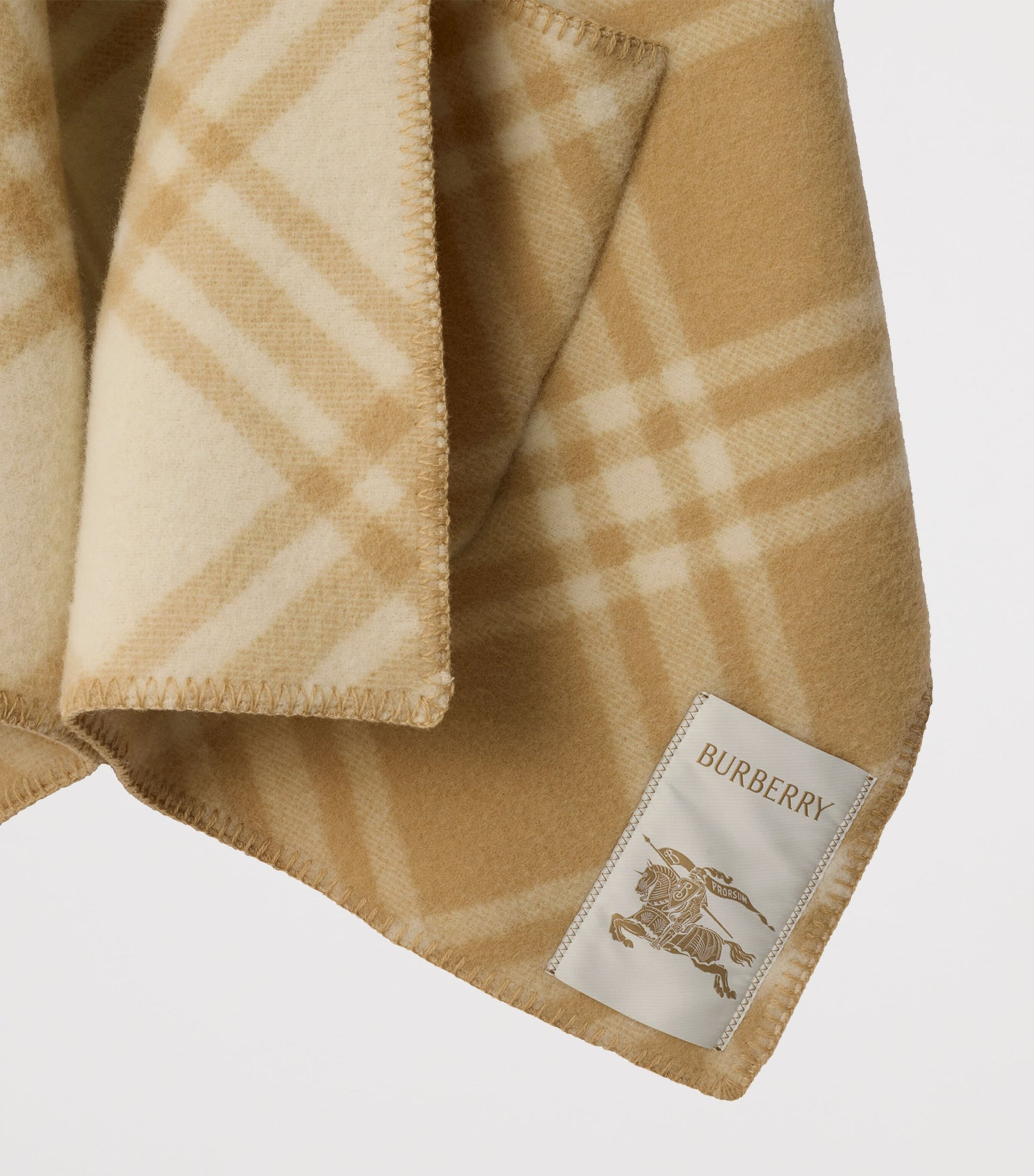 Burberry Beige Wool Reversible Check Cape