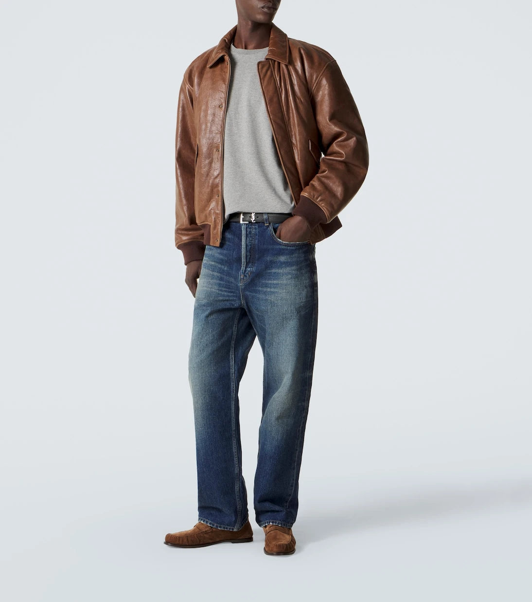 Saint Laurent - Cassandre cotton-blend piqué T-shirt
