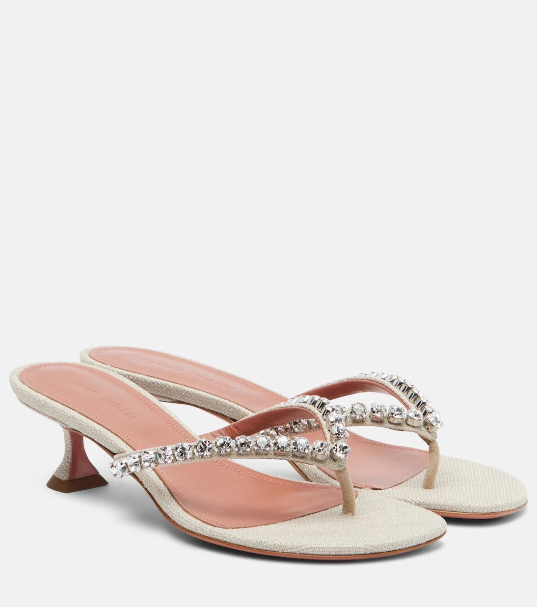 Amina Muaddi - Gigi embellished canvas thong sandals