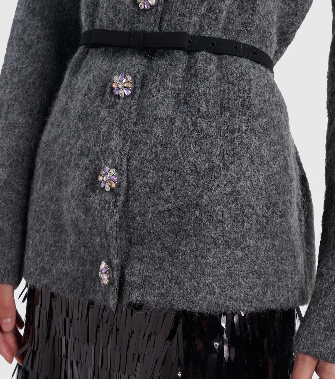 Self-Portrait - Belted embellished cardigan