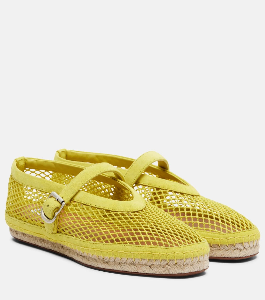 Alaïa - Fishnet suede-trimmed espadrilles