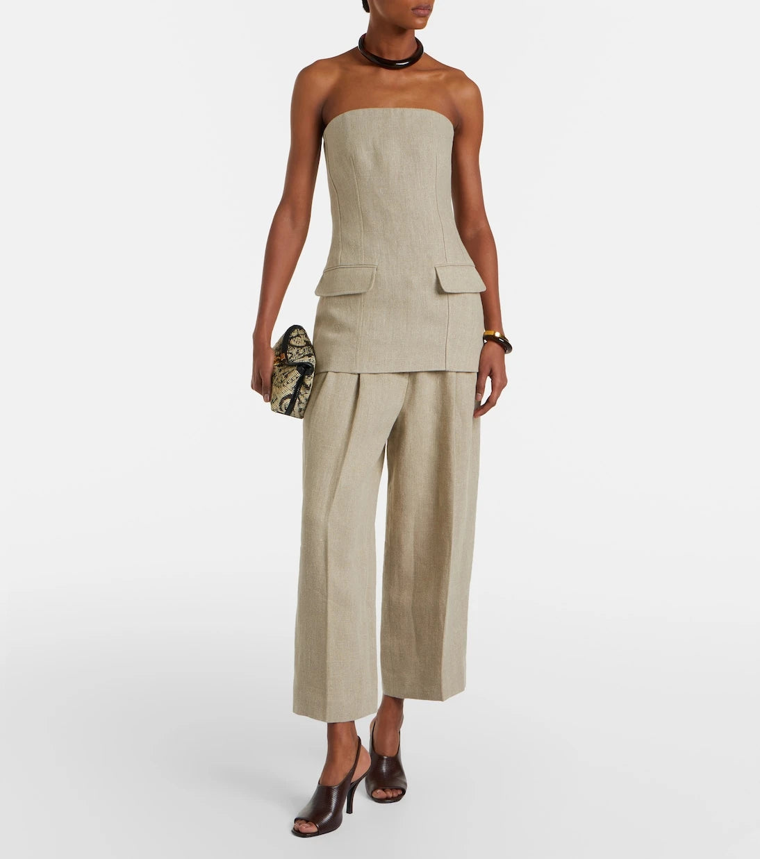 Toteme - Strapless linen bustier top
