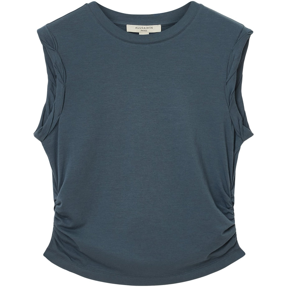 AllSaints Blue Ruched West Tank Top