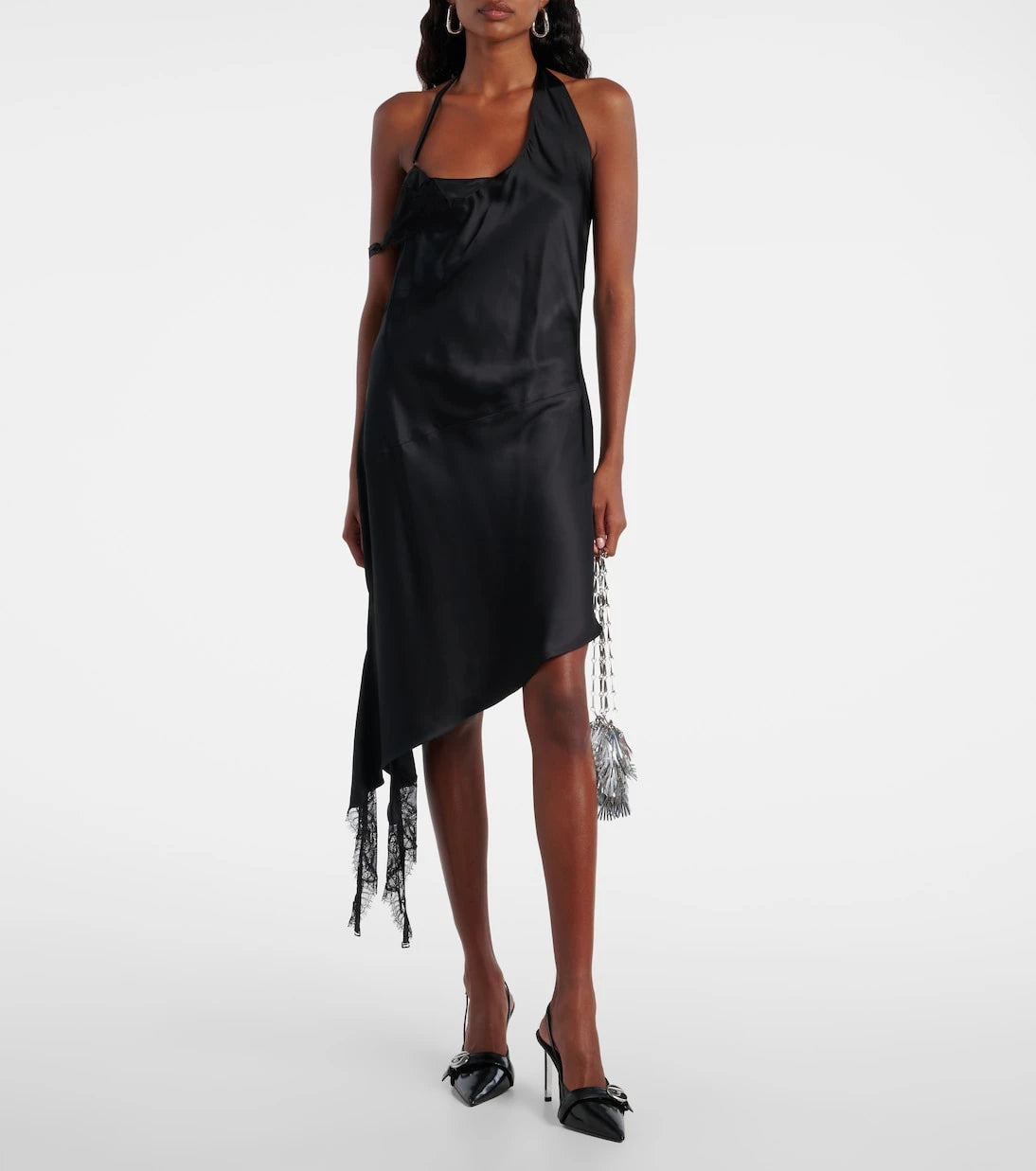 Courrèges - Undressed lace-trimmed satin minidress