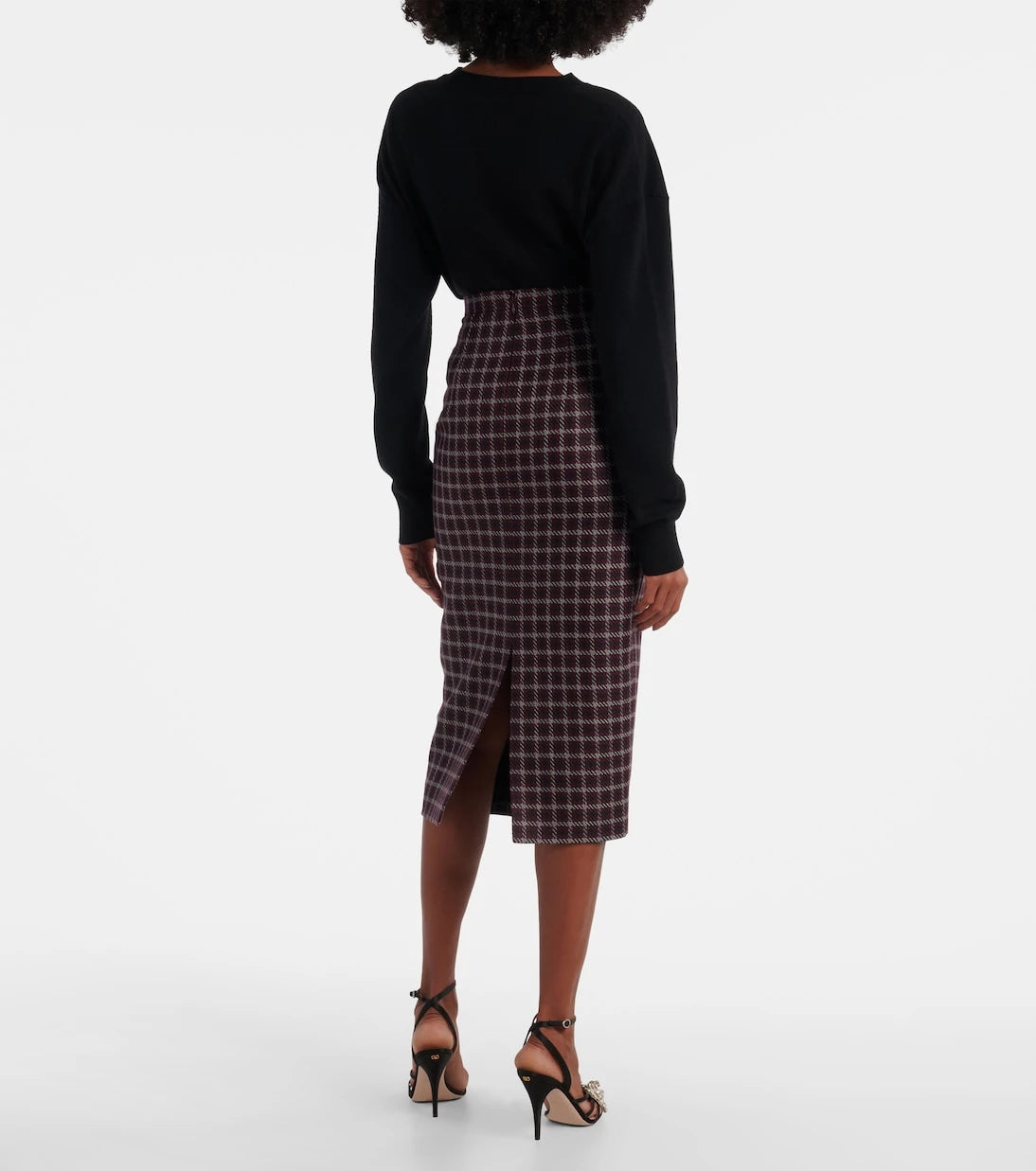 Emilia Wickstead - Lorelei houndstooth genzianella pencil skirt