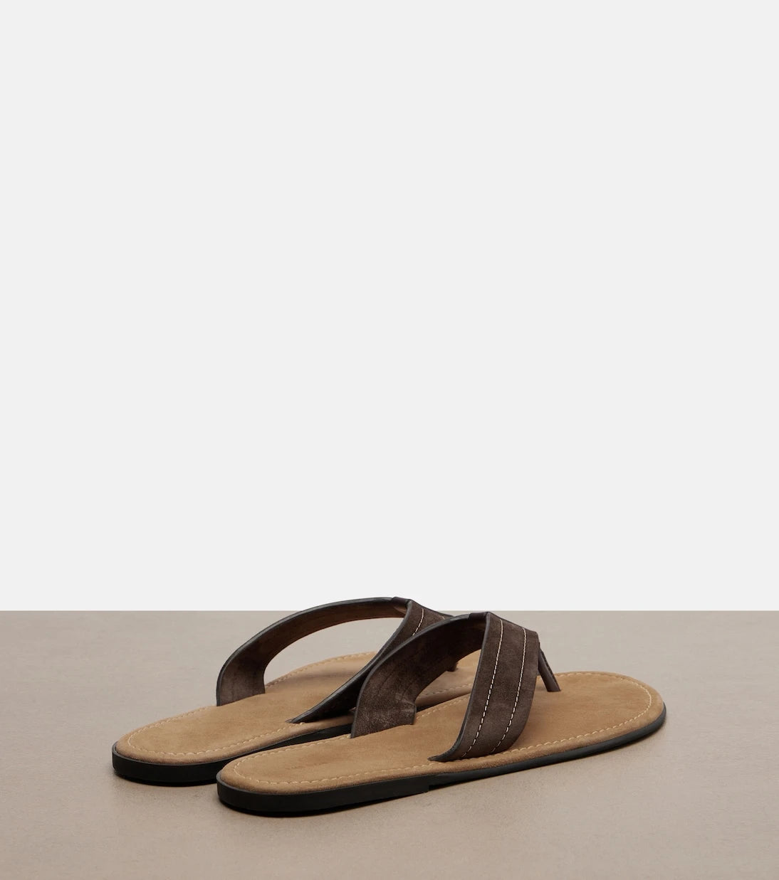 The Row - Beach leather-trimmed suede thong sandals