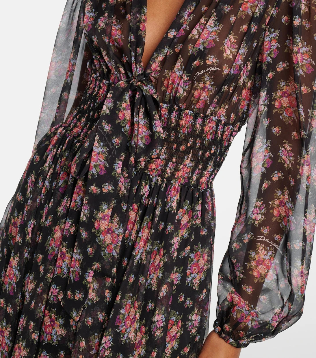 Dolce&Gabbana - Floral shirred silk midi dress