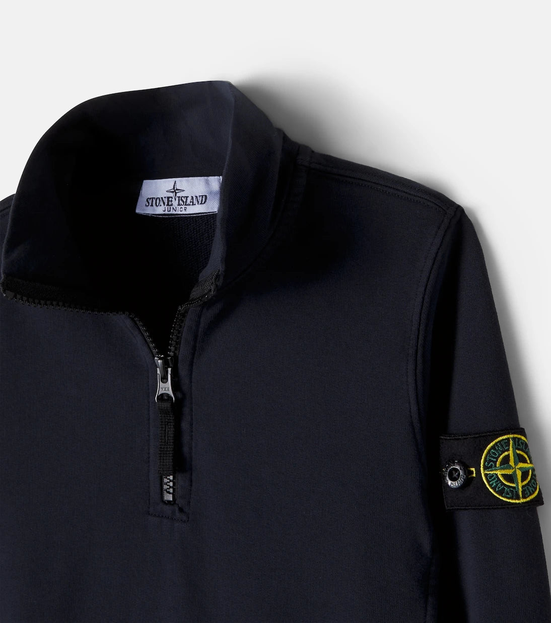 Stone Island Junior - كنزة رياضية نصف بسحاب من القطن والجرسي بطبعة البوصلة