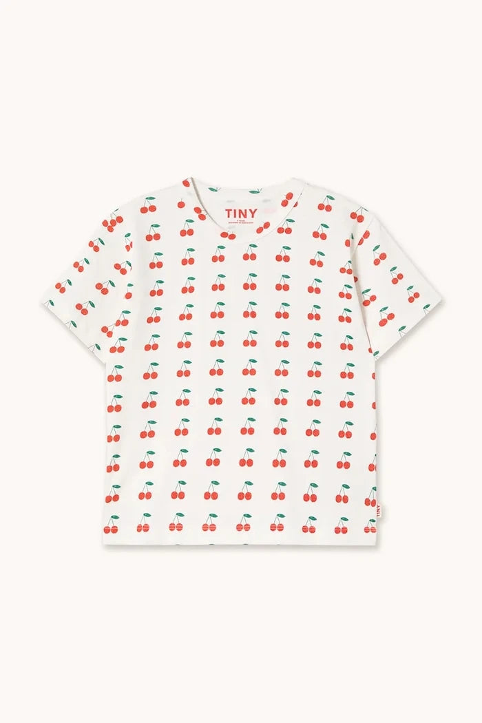 Детска памучна тениска Tinycottons CHERRIES KNITTED TEE