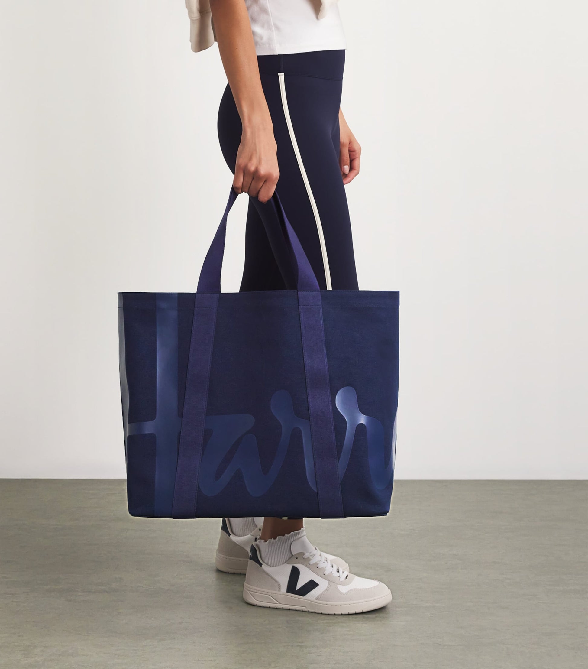 Navy Large Cotton Logo Tote Bag