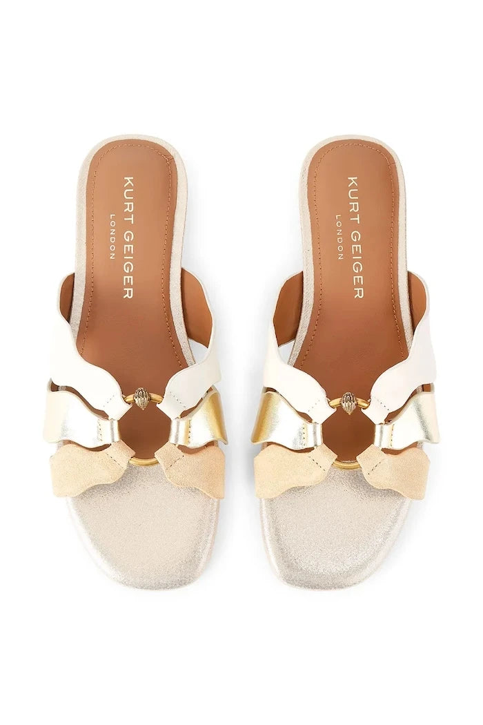 Kurt Geiger London Kadın Deri Düz Tabanlı Sun Wave Flat Sandalet