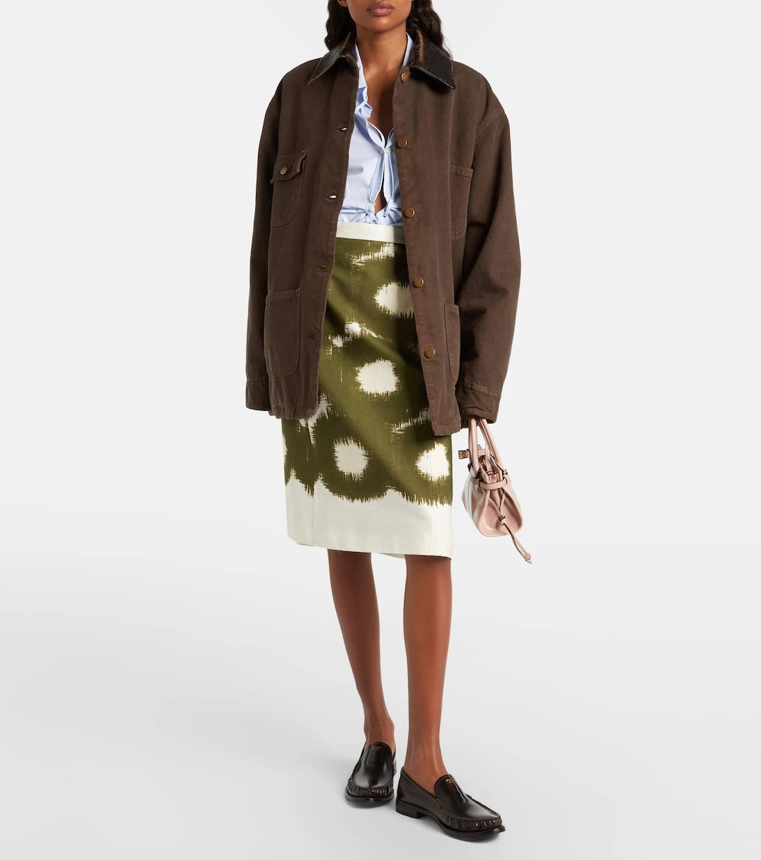 Prada - Tie-dye cotton canvas midi skirt