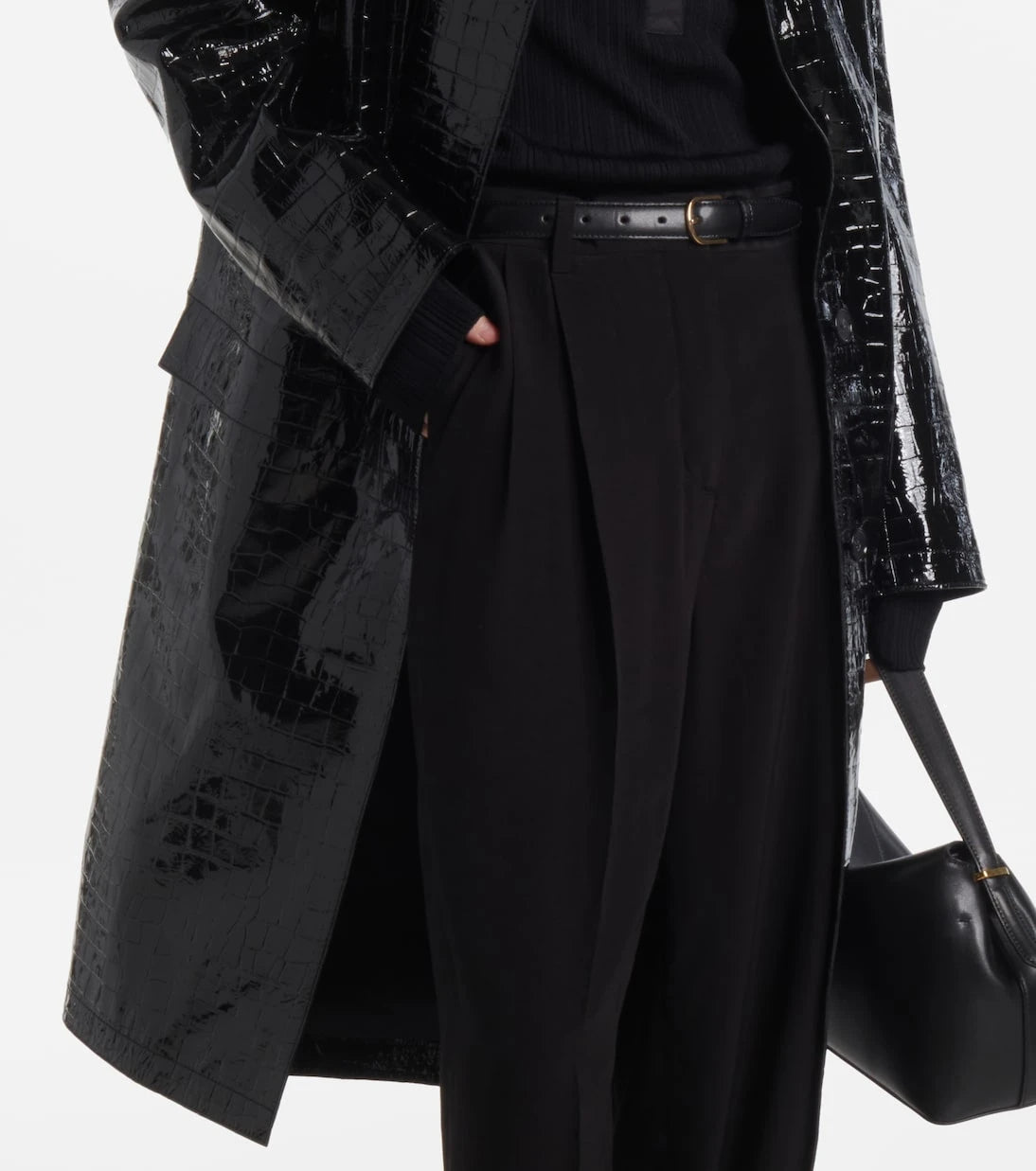 Toteme - Croc-effect embossed leather coat