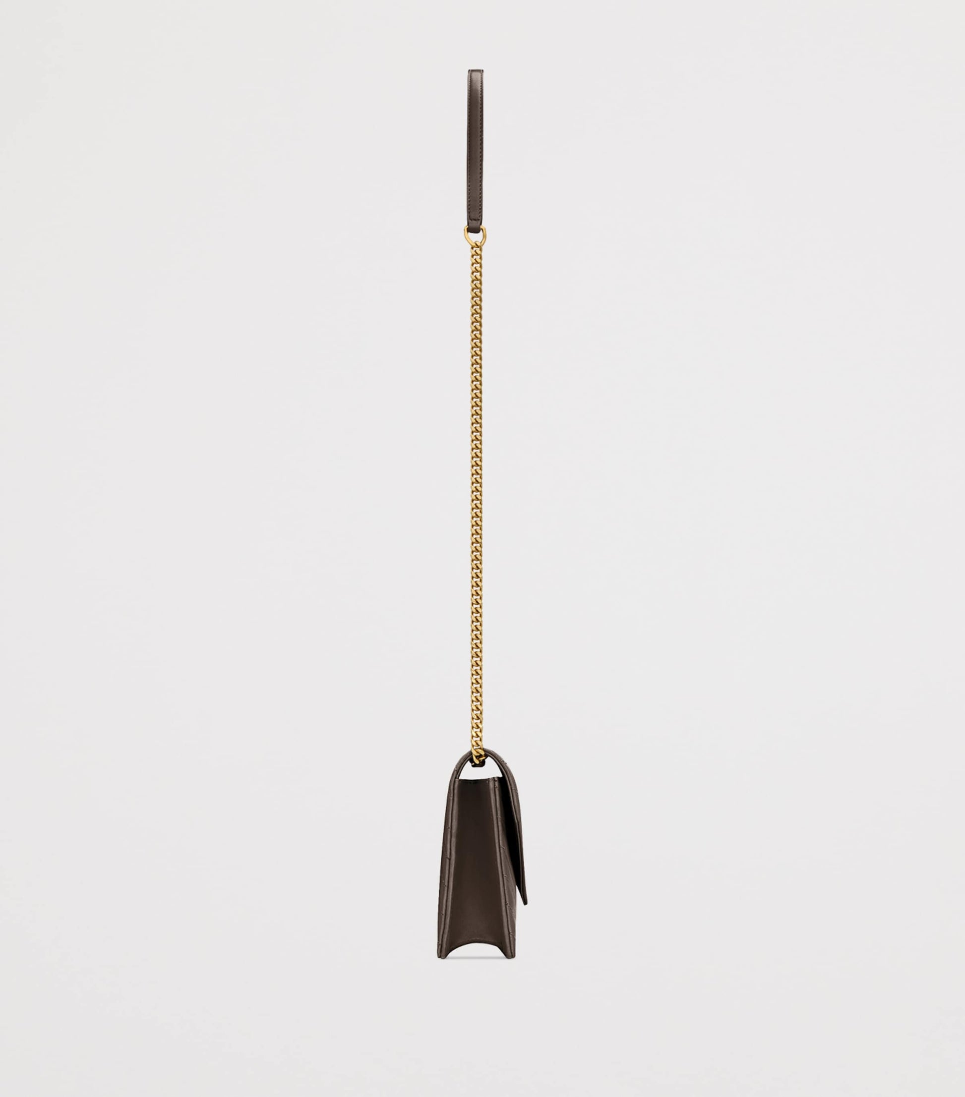 Saint Laurent Grey Leather Envelope Chain Wallet