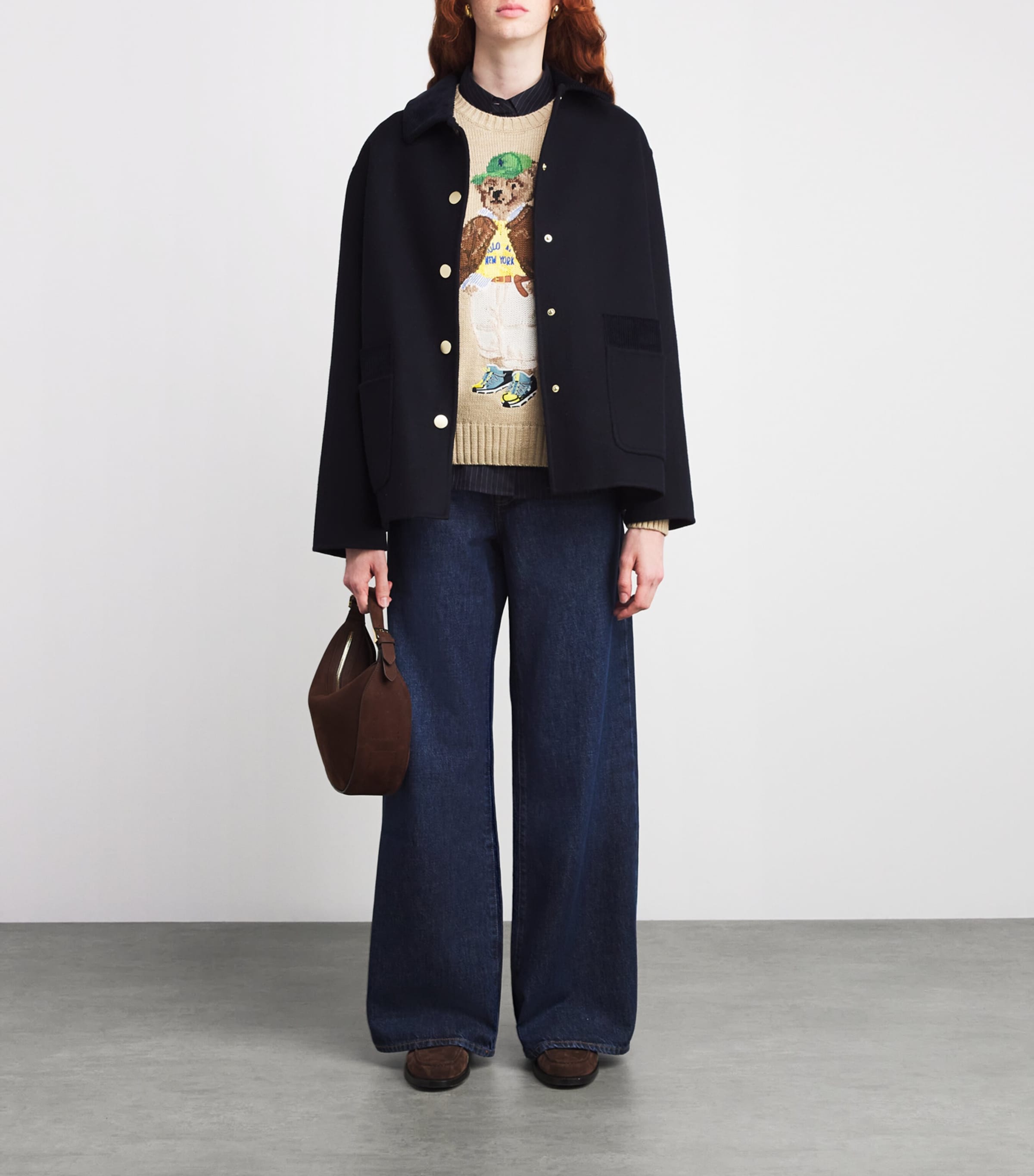 Brown Cotton Polo Bear Sweater