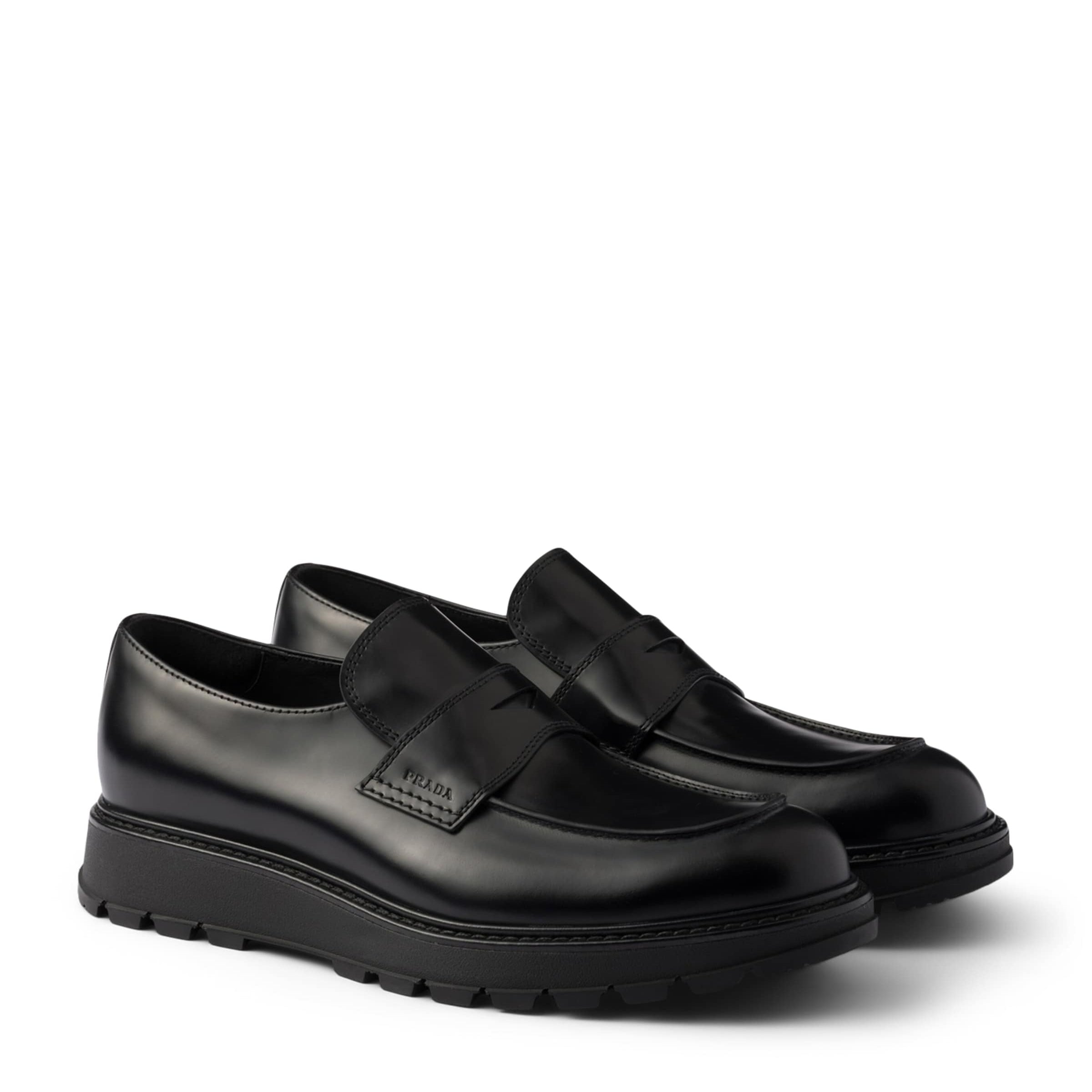 Brushed Leather Flatform Loafers