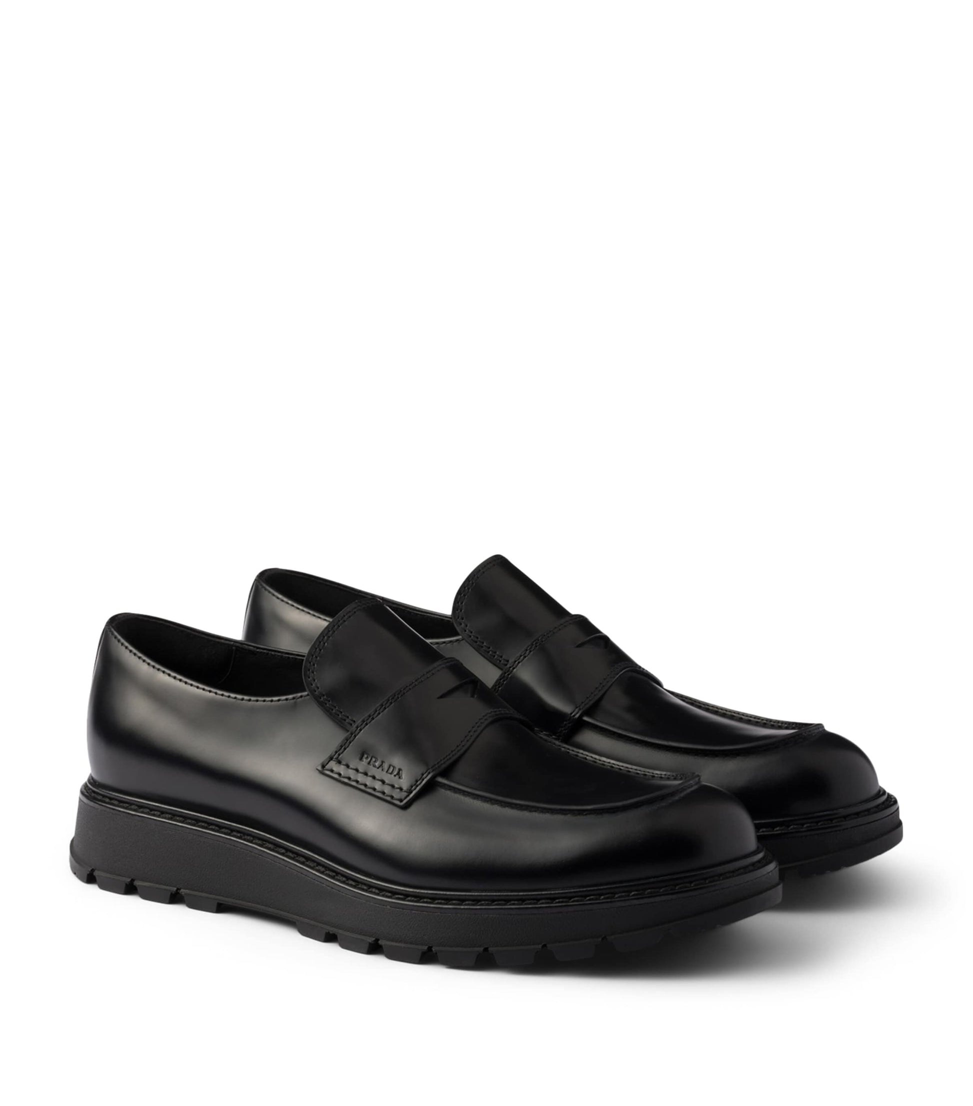 Brushed Leather Flatform Loafers