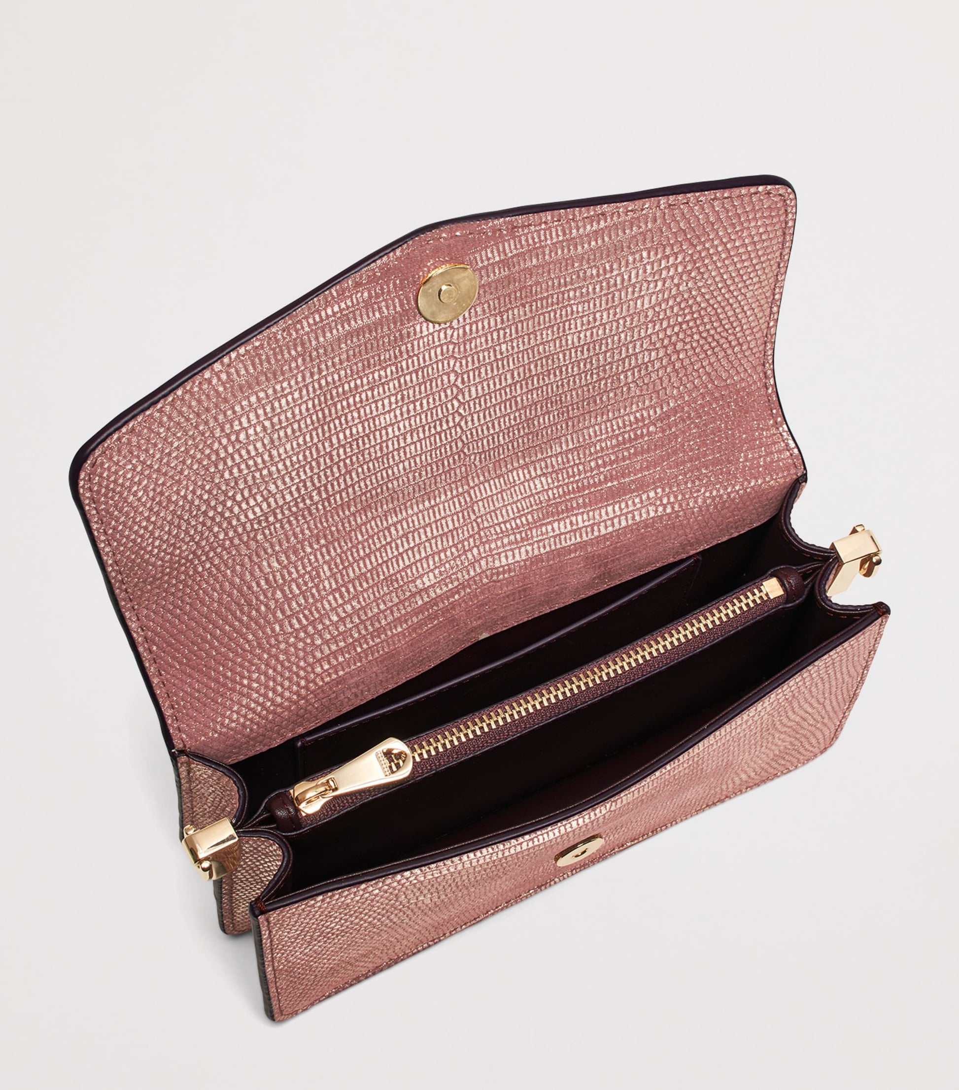 Aspinal Of London Purple Leather Snakeskin-Embossed Eliza Clutch Bag
