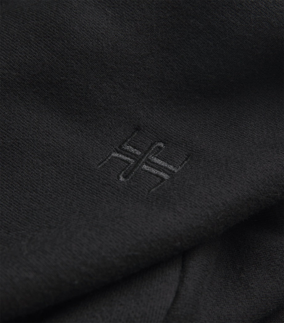 ÉTERNE Black Cropped Cotton-Blend Half-Zip Sweatshirt