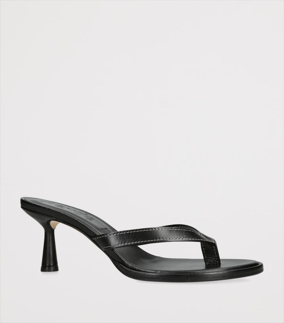 Black Leather Daphne Heeled Sandals 75