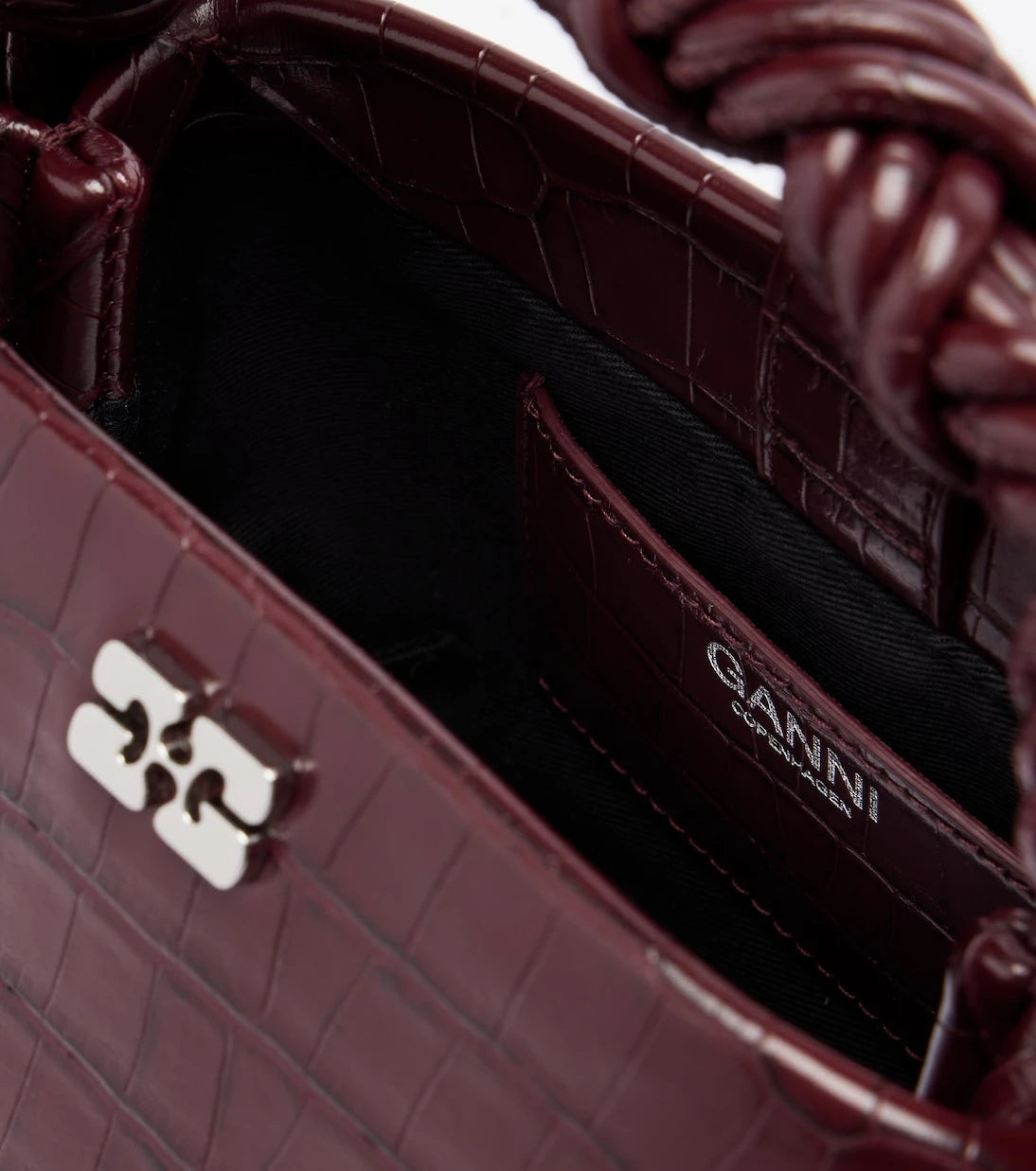Ganni - Bou Mini croc-effect leather top-handle bag