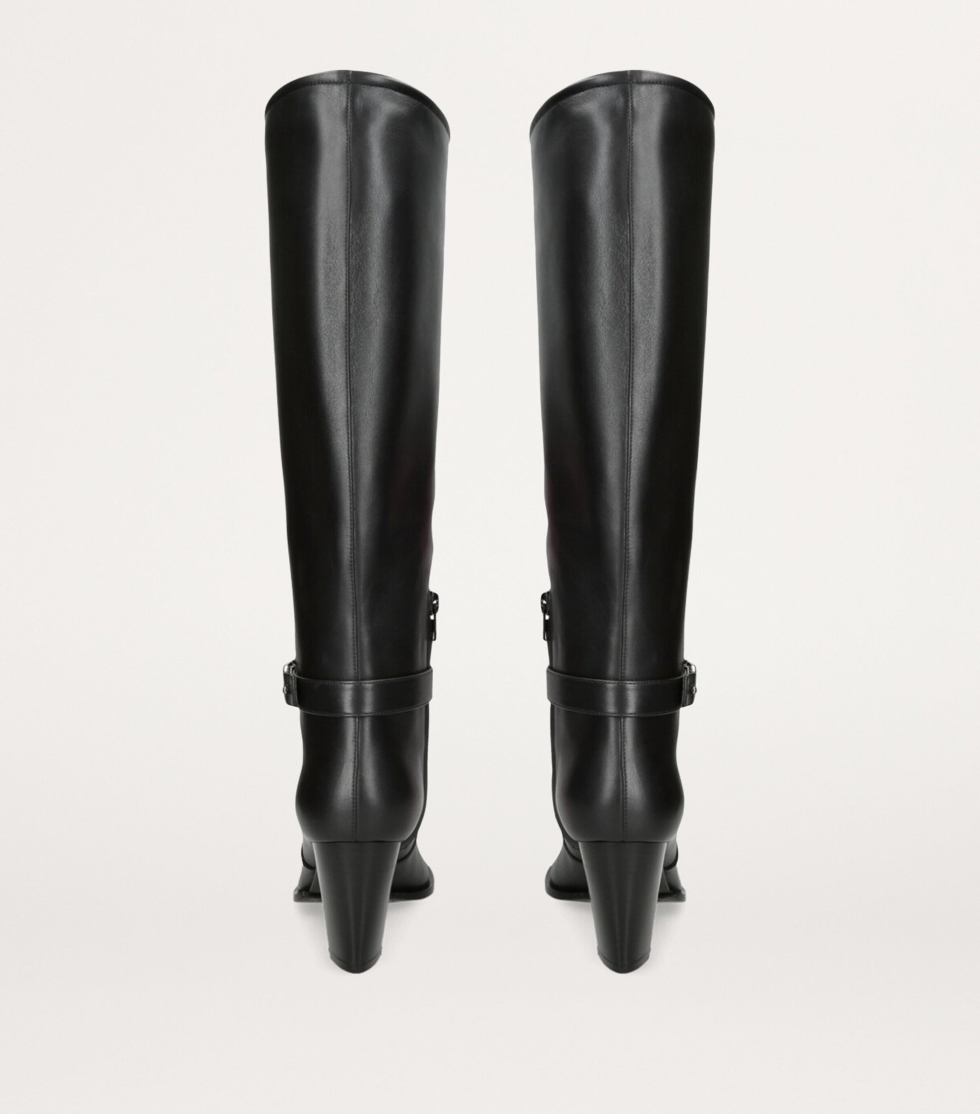 Valentino Garavani Black Leather VLogo Knee-High Boots 75