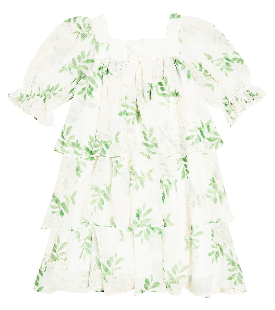Patachou - Bow-detail printed tiered dress