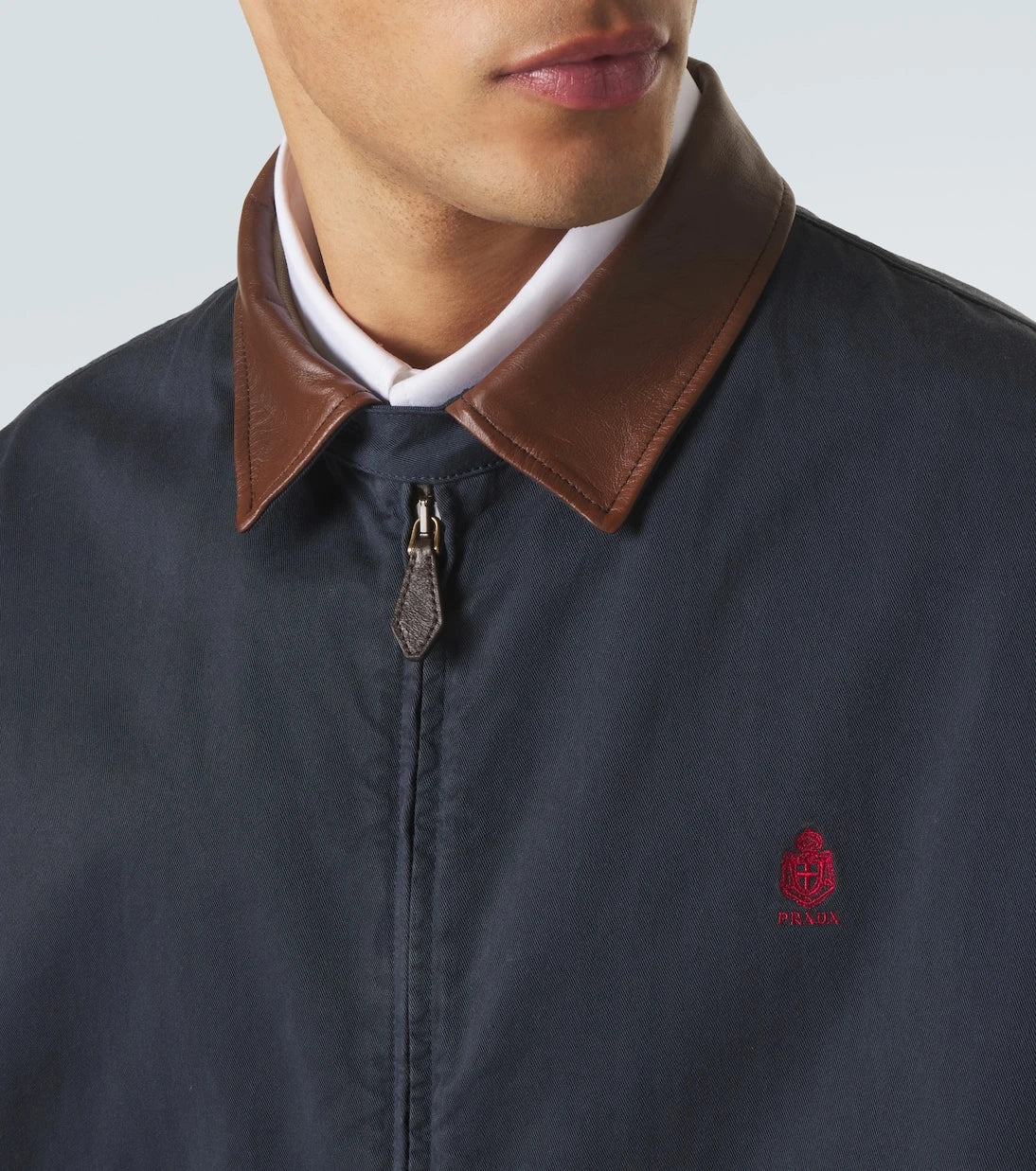 Prada - Leather-trimmed cotton canvas blouson jacket
